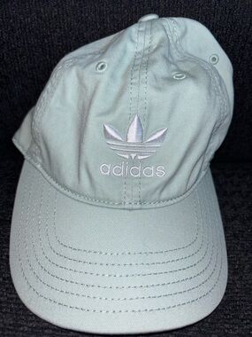 Adidas Hat Cap Strap Back Womens One Size Mint Green Trefoil Embroidered Cotton